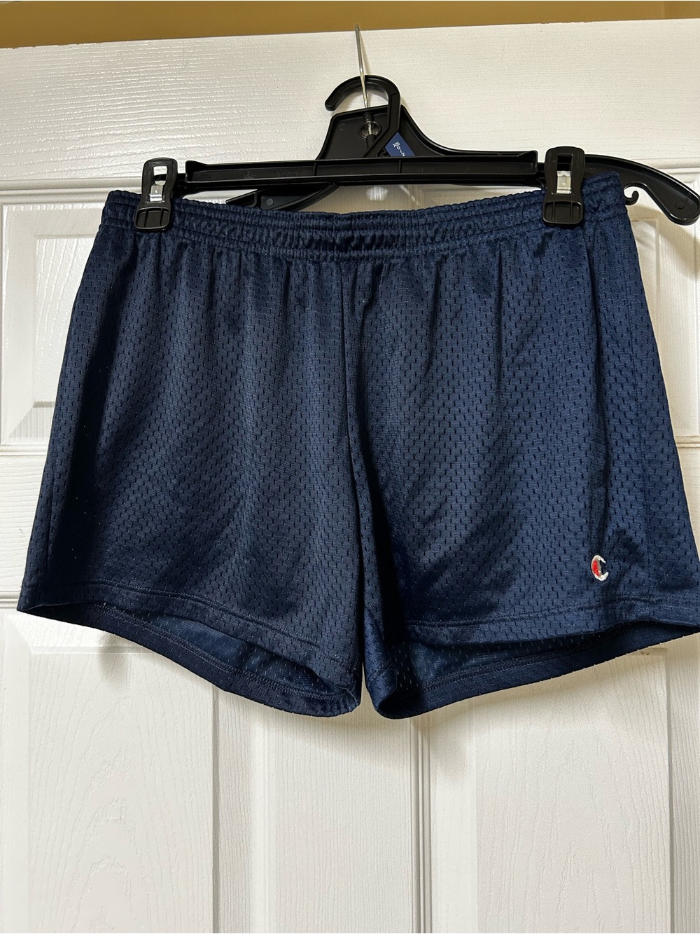 Champion Women's Navy Athletic Mesh Shorts with Logo